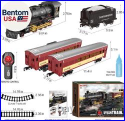 RC Train Set for Kids, Steam Locomotive, Light-Up Cars and Tracks