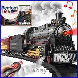 RC Train Set for Kids, Steam Locomotive, Light-Up Cars and Tracks