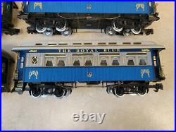 REA Large G Scale Royal Blue Line Passenger Train Car Set Pre-owned