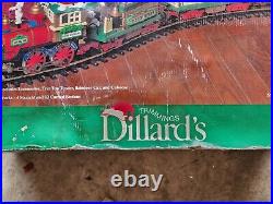 Rare Dillard's Trimmings Animated Christmas Train Set G Scale By New Bright