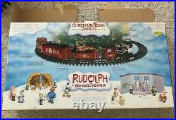 Rudolph The Red Nose Reindeer Christmas Town Express Train Set G Scale with Box