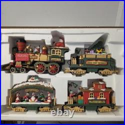 The Holiday Express Animated Train Set Christmas Log Mill Wood Car Set of 2 New