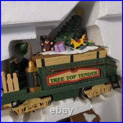 The Holiday Express Animated Train Set Christmas Log Mill Wood Car Set of 2 New
