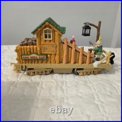 The Holiday Express Animated Train Set Christmas Log Mill Wood Car Set of 2 New The Holiday Express Animated Train Set Christmas Log Mill Wood Car Set of 2 New
