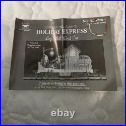 The Holiday Express Animated Train Set Christmas Log Mill Wood Car Set of 2 New