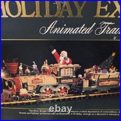 The Holiday Express Animated Train Set Christmas Log Mill Wood Car Set of 2 New