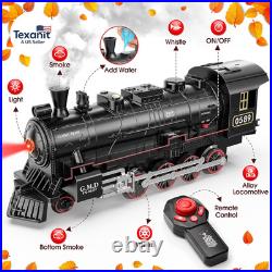 Train Set for Boys, Alloy Remote Control Train Sets with Steam Locomotive, Light