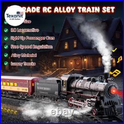 Train Set for Boys, Alloy Remote Control Train Sets with Steam Locomotive, Light