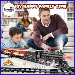 Train Set for Boys, Alloy Remote Control Train Sets with Steam Locomotive, Light
