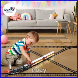 Train Set for Boys, Alloy Remote Control Train Sets with Steam Locomotive, Light
