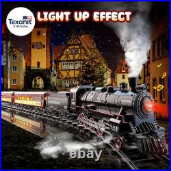 Train Set for Boys, Alloy Remote Control Train Sets with Steam Locomotive, Light