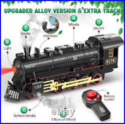 Train Set for Boys, Alloy Remote Control Train Toys with Steam Locomotive Cargo