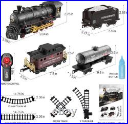 Train Set for Boys, Alloy Remote Control Train Toys with Steam Locomotive Cargo