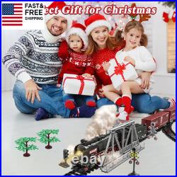 Train Set for Kids, Electric Train Toys with Realistic Light Sounds Smoke, Chri