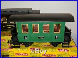 Vintage Lehmann LGB G Scale Train Set 2071D Steam Engine+3061/3009 Cars+Track