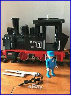 Vintage Playmobil Set 4000 Working Train Engine Cars w 16 LGB G Scale Track 1980