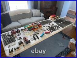 Vtg. HO Scale Train Lot 2 Engines, 12 Freight Cars, Tracks, 2 Transformers, More