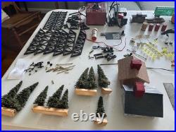 Vtg. HO Scale Train Lot 2 Engines, 12 Freight Cars, Tracks, 2 Transformers, More