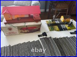 Vtg. HO Scale Train Lot 2 Engines, 12 Freight Cars, Tracks, 2 Transformers, More