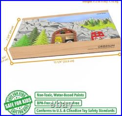 Wooden Train Set 12Pk Magnetic Toy Trains with Storage Box Cover Tunnel for Kids