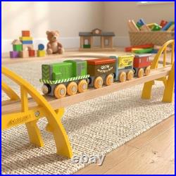 Wooden Train Set 12Pk Magnetic Toy Trains with Storage Box Cover Tunnel for Kids
