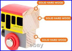 Wooden Train Set 12Pk Magnetic Toy Trains with Storage Box Cover Tunnel for Kids